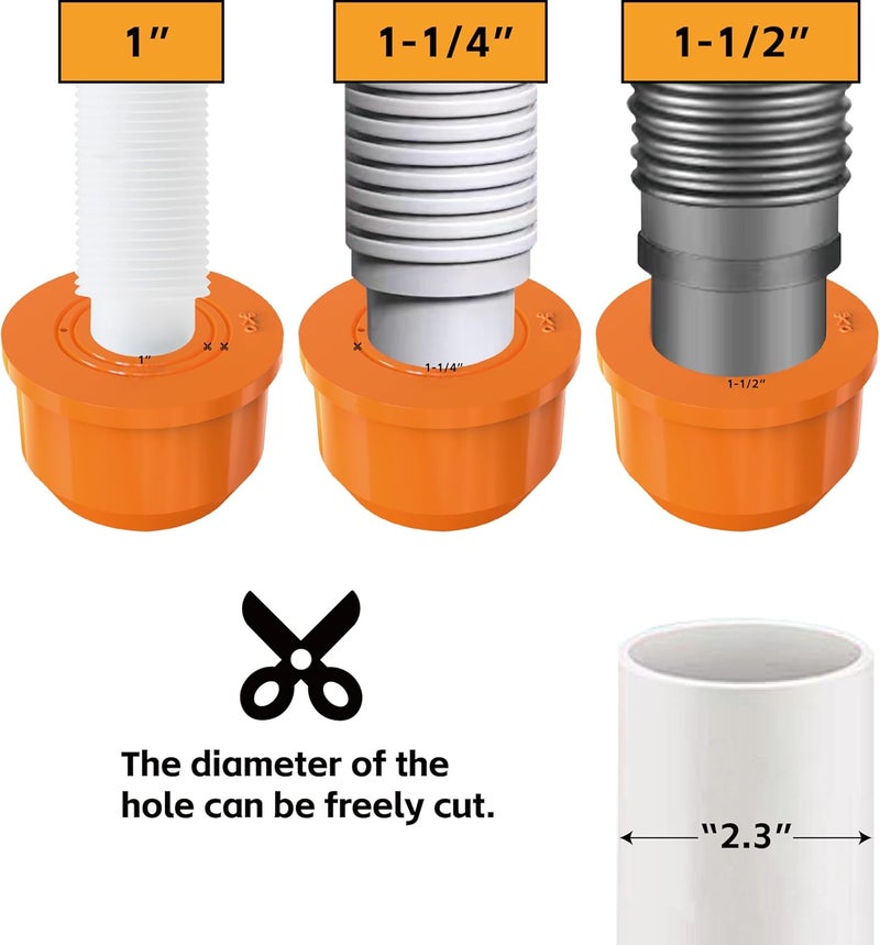YMSDrain YMS Washing Machine Drain Outlet Plug, Silicone Sealing Plug for 1" ~ 1 1/2" Inlet Pipe, Durable & Easy to Install, Sewer Seal Coupler for Washing Machine Box (2.3" Outlet) - Image 3